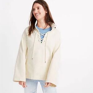 Madewell laced up collar sweatshirt in cream . Size Medium EUC